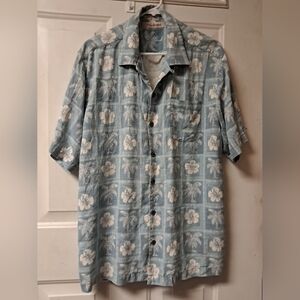 Tommy Bahama 100% Silk Mens Large Tahitian Tiles Hawaiian Button Up Camp Shirt